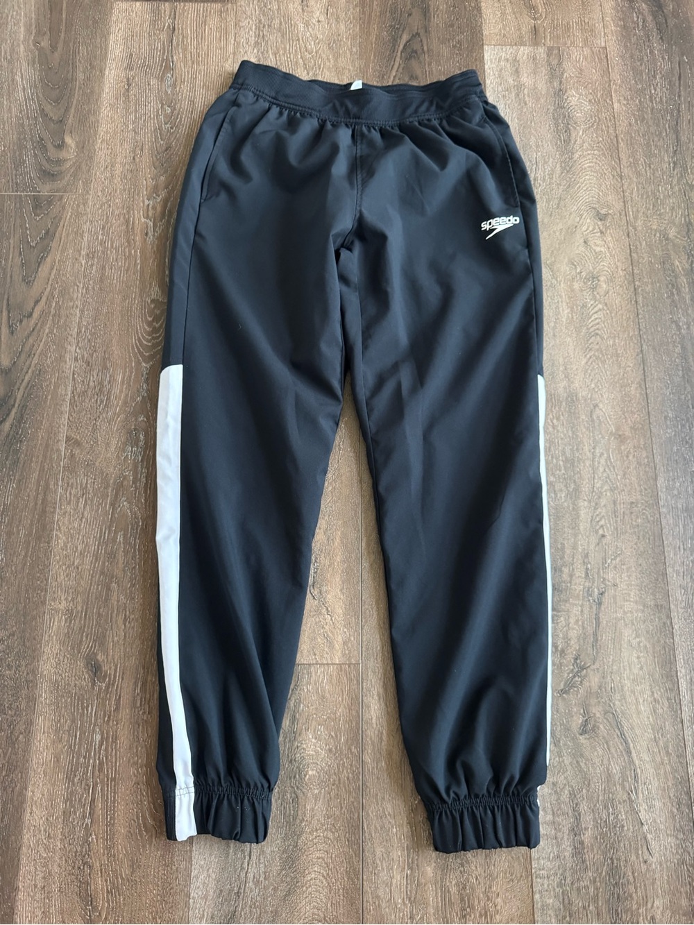 Speedo Black Track Pants with White Side Stripe Adult Size Small